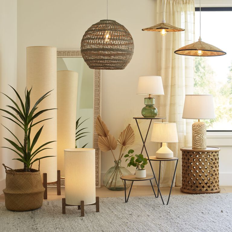 Natural Paper Rattan and Wood 2 Light Floor Lamp image number 2
