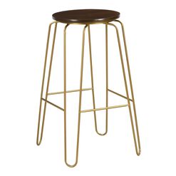 Ryker Gold Hairpin and Elm Backless Barstool Set of 2