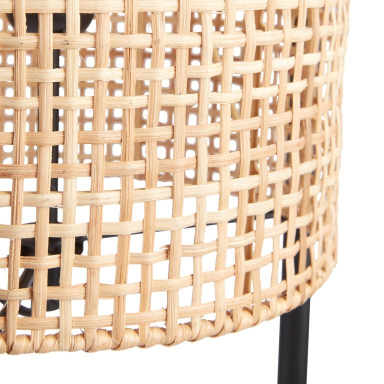 Tristan Natural And Black Rattan Floor Lamp With Shelves image number 4