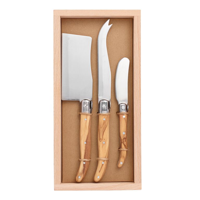 Olive Wood Cheese Knives 3 Piece Set image number 2