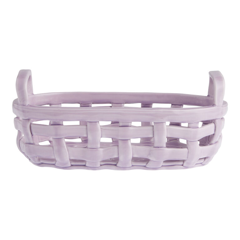 Large Lilac Ceramic Basketweave Kitchen Basket image number 1