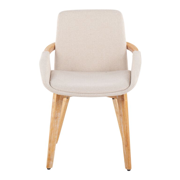 Larwil Natural Wood Curved Arm Upholstered Dining Chair image number 3
