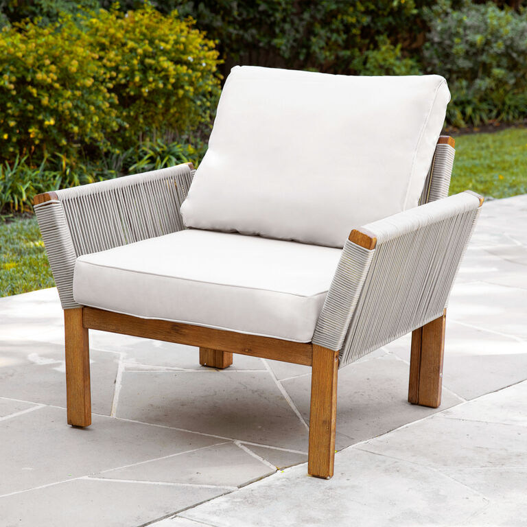 Zurich All Weather Rope and Acacia Wood Outdoor Armchair image number 2