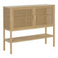 Leith Pine Wood and Rattan Cane Buffet with Shelf image number 0