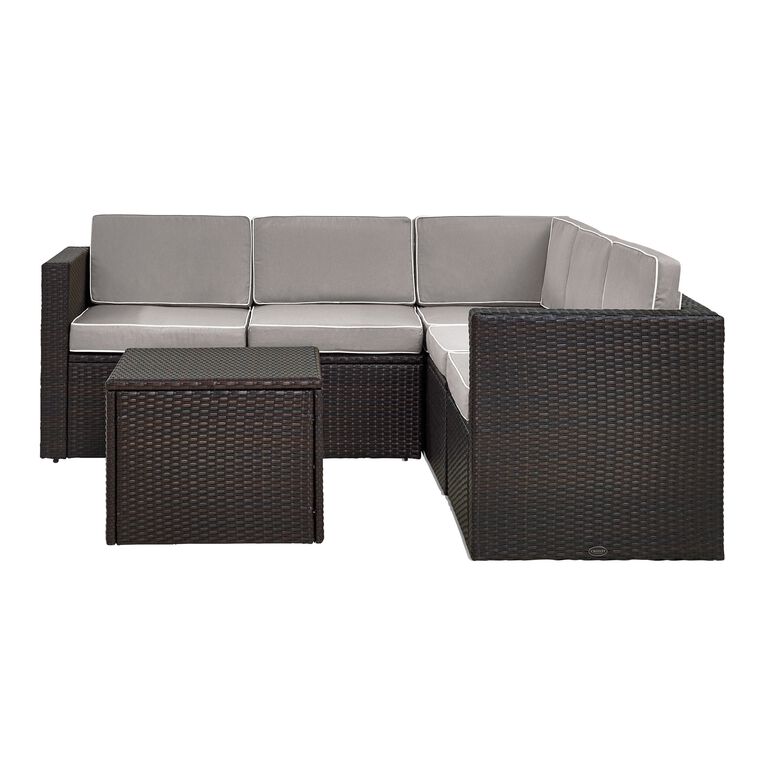 Pinamar Espresso and Gray All Weather 6 Pc Outdoor Sectional image number 3