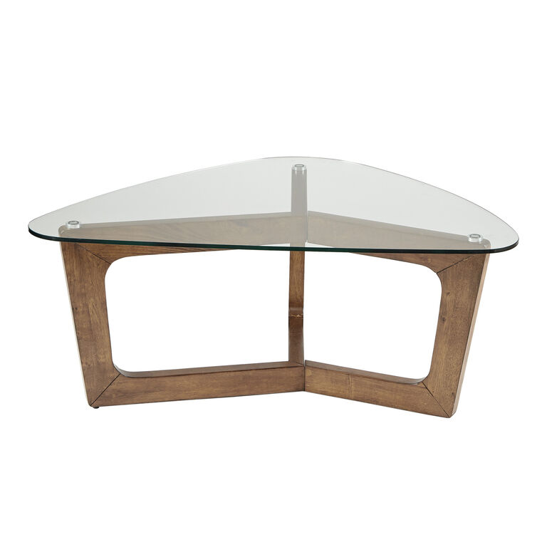 Sammy Triangular Wood and Glass Top Coffee Table image number 3