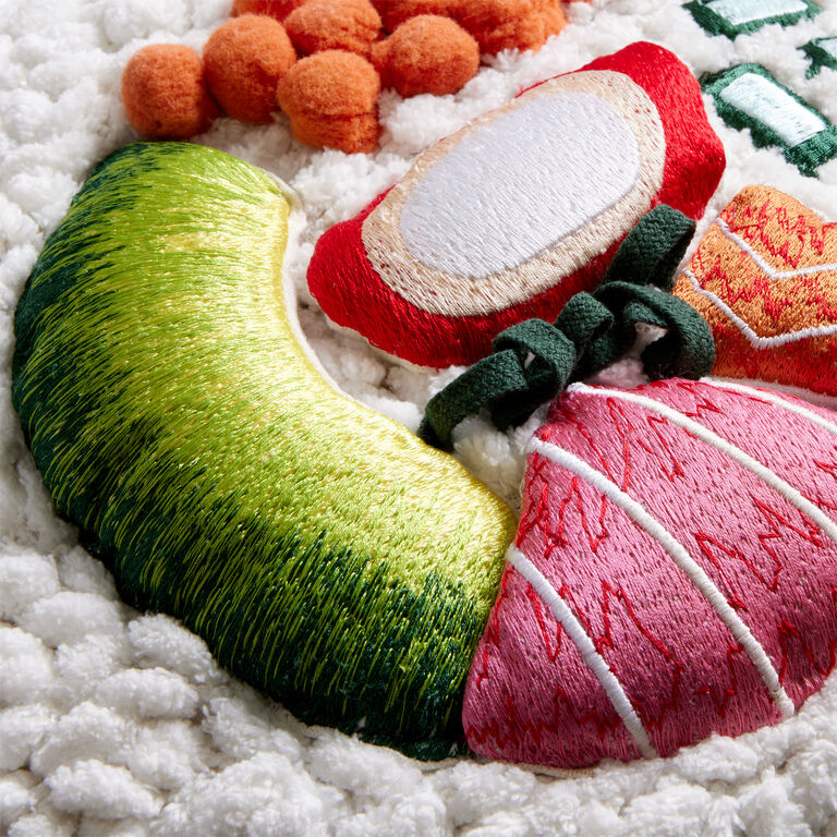 Round Embroidered Maki Sushi Shaped Throw Pillow image number 4