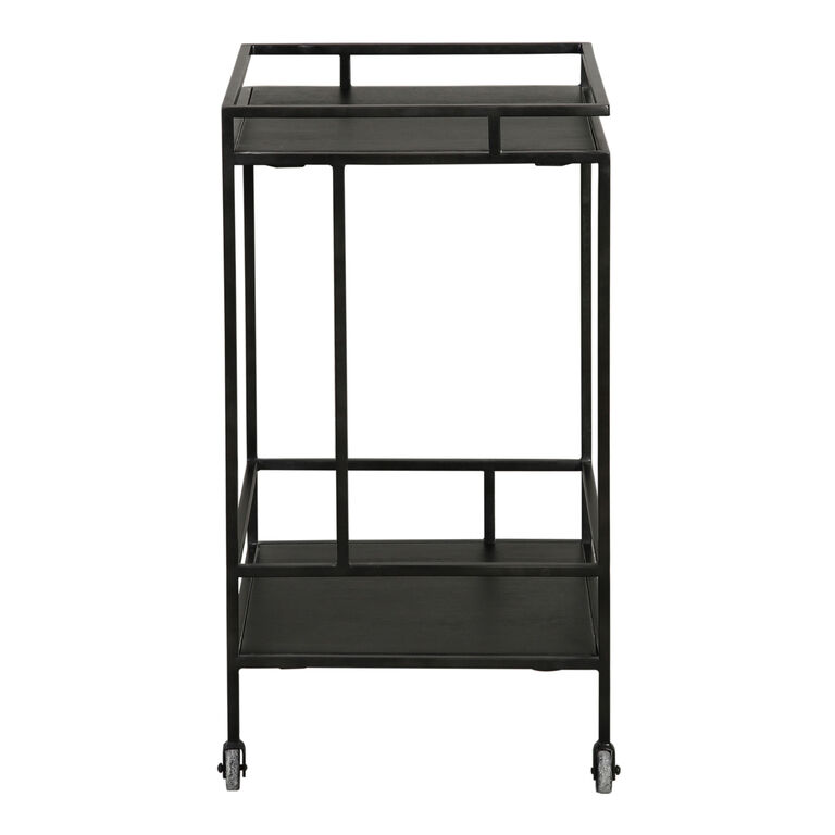 Stone Square Black Metal And Wood 2 Tier Bar Cart image number 3
