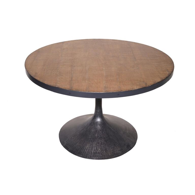 Logan Round Reclaimed Pine and Black Metal Dining Table image number 2