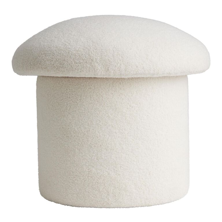 Round Faux Sherpa Mushroom Upholstered Storage Ottoman image number 3