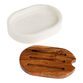White Marble And Acacia Wood Soap Dish image number 1