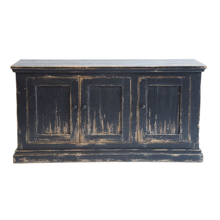 Coburg Antique Black Reclaimed Pine 3 Door Storage Cabinet image number 1
