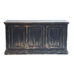 Coburg Antique Black Reclaimed Pine 3 Door Storage Cabinet