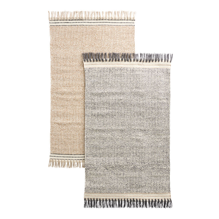 Brooklyn Two Tone Stripe Woven Wool and Cotton Area Rug image number 1