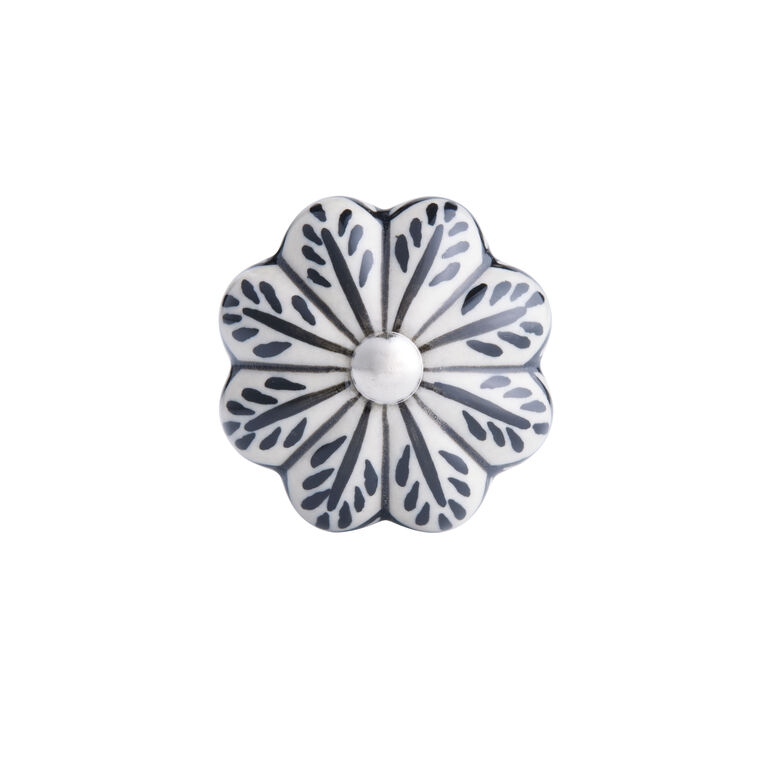 Javi Black and Ivory Ceramic Floral Knobs 2 Pack image number 1