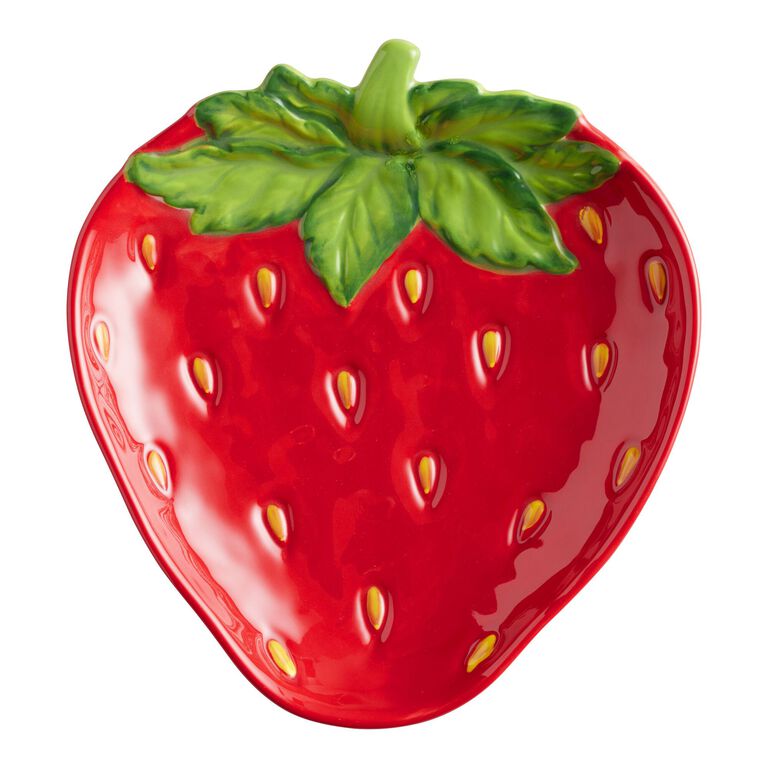 Hand Painted Strawberry Figural Appetizer Plate image number 1