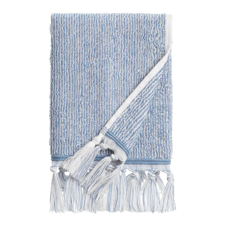 Azure Blue And White Marled Hand Towel image number 1