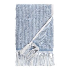 Azure Blue And White Marled Hand Towel