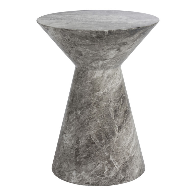 Agnos Gray Marble Print Hydro Dipped Outdoor Side Table image number 1