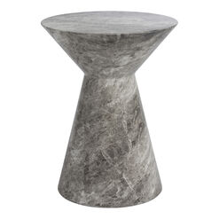 Agnos Gray Marble Print Hydro Dipped Outdoor Side Table
