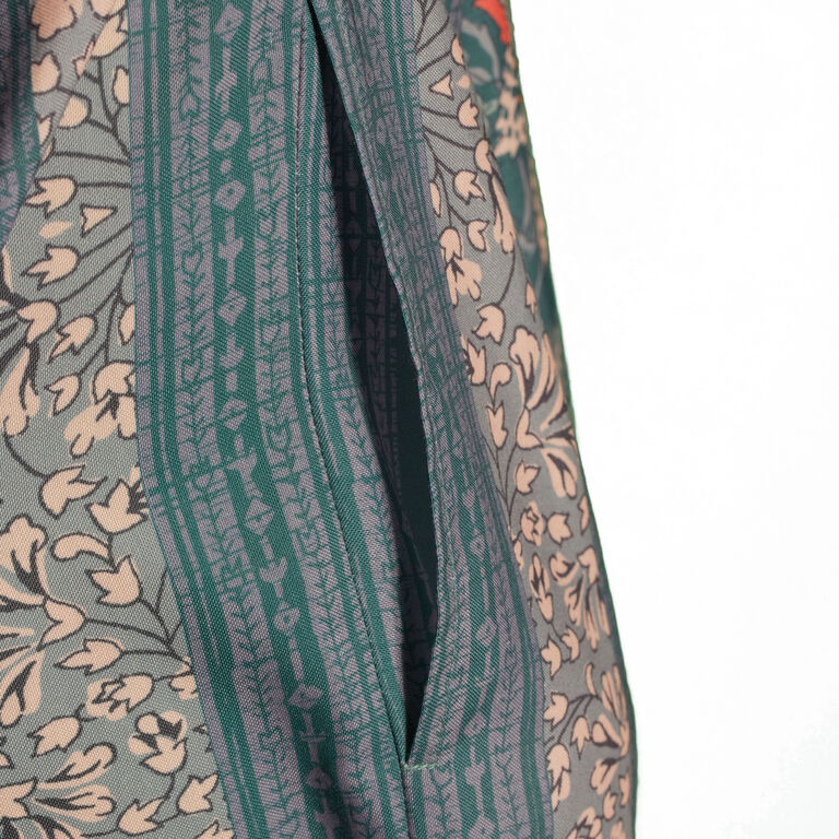 Goa Teal And Coral Scarf Print Jumpsuit With Pockets image number 2