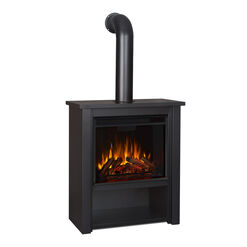 Arcti Black Steel Electric Fireplace with Shelf