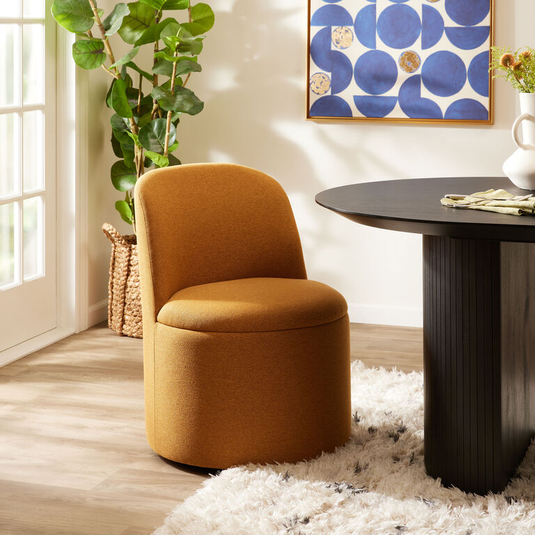 Mirah Round Upholstered Swivel Dining Chair image number 2