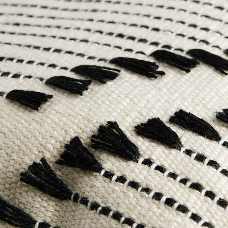 Black And Ivory Diamond Fringe Indoor Outdoor Throw Pillow image number 3