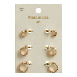 Gold Modern Huggie Hoop Earrings 3 Pack