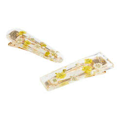 Clear Acrylic And Yellow Dried Flower Hair Clips 2 Pack