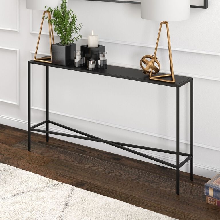 Mille Narrow Black Metal Top Console Table image number 2