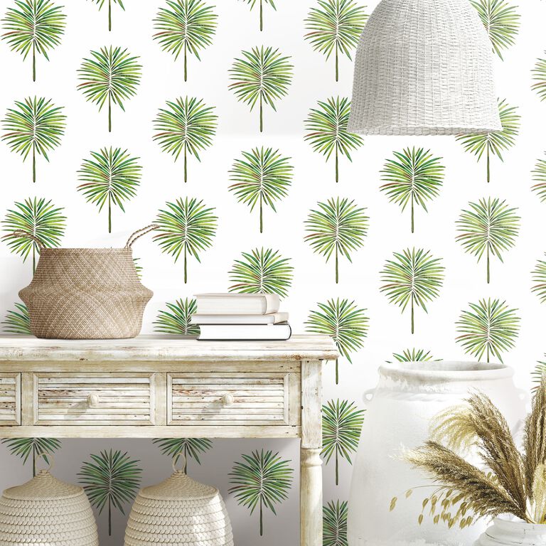 Cat Coquillette Palm Tree Frond Peel And Stick Wallpaper image number 3