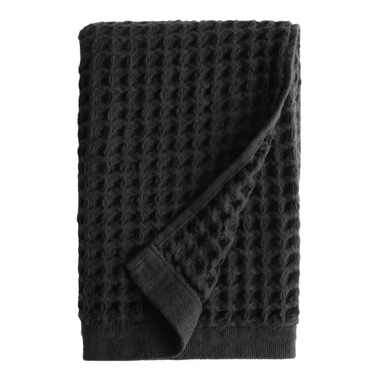 Black Waffle Weave Cotton Towel Collection image number 2