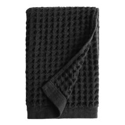 Black Waffle Weave Cotton Towel Collection