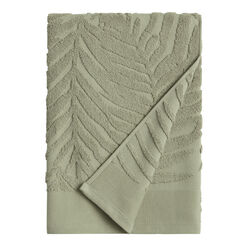 Sage Green Sculpted Palm Leaf Bath Towel