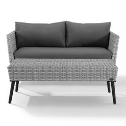 Malique Gray All Weather Outdoor Loveseat & Coffee Table