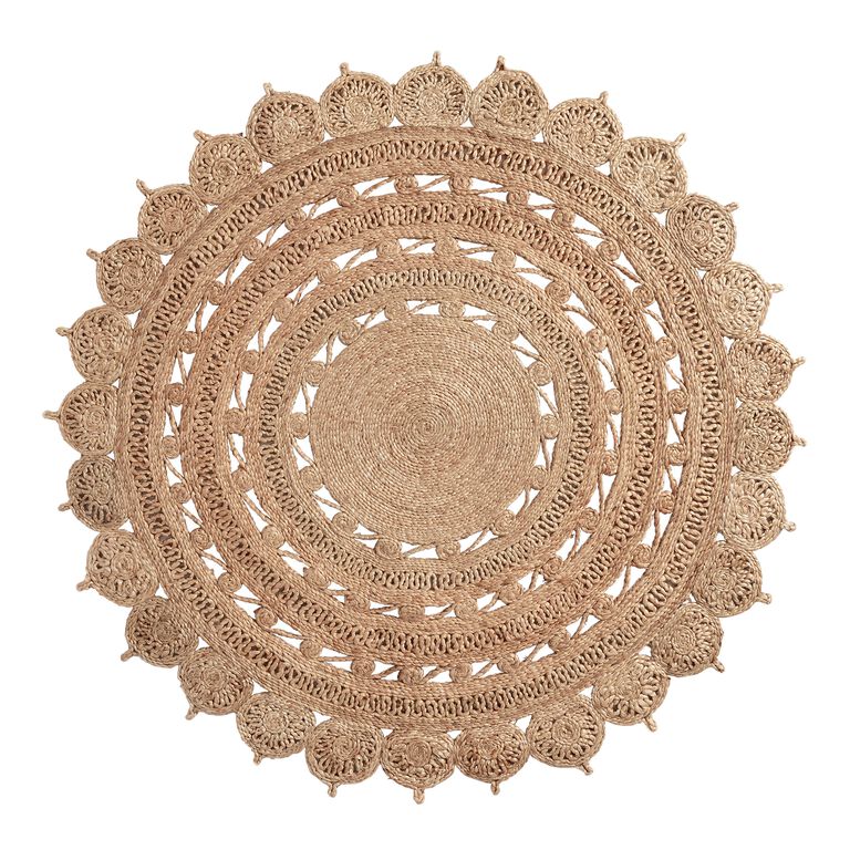 Round Woven Medallion Jute Area Rug image number 1