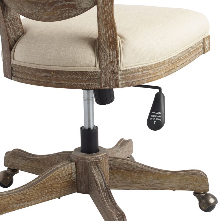 Paige Natural Linen Round Back Office Chair image number 6