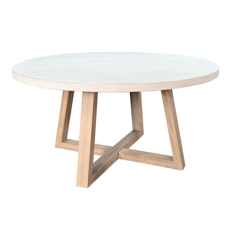 Lanyard Round Two Tone Wood X Base Dining Table image number 1