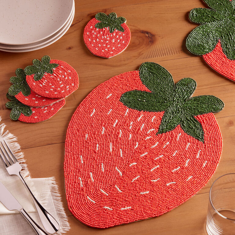 Coral Strawberry Beaded Placemat image number 2