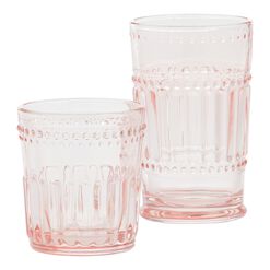 Blush Pink Pressed Bar Glasses Set Of 2