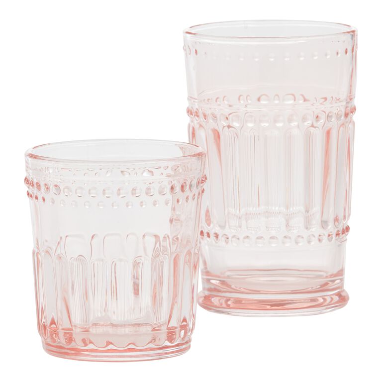 Blush Pink Pressed Bar Glasses Set Of 2 image number 1