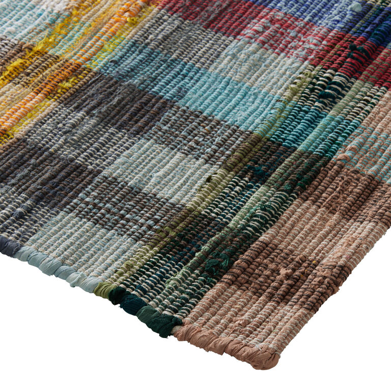 Nilani Red Multicolor Stripe Recycled Chindi Area Rug image number 3
