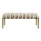 Gray Wool and Brass Upholstered Bench with Fringe image number 1