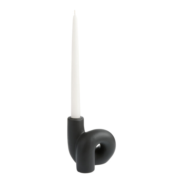 Black Ceramic Knot Taper Candle Holder image number 1