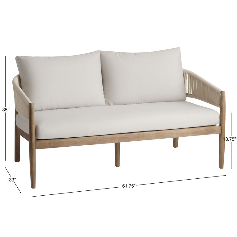 Cabrillo Acacia Wood And Rope Outdoor Loveseat image number 6