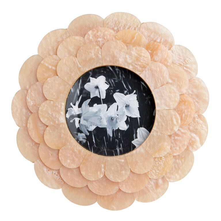 Round Peach Layered Scallop Floral Frame image number 1