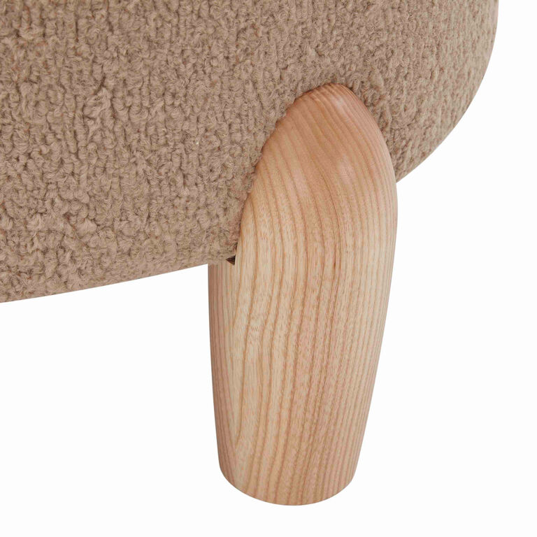 Barlow Round Faux Shearling Upholstered Ottoman  image number 4