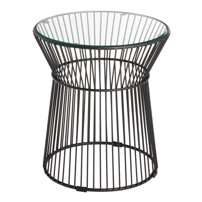 Marina Round Metal Glass Top Outdoor Side Table image number 1