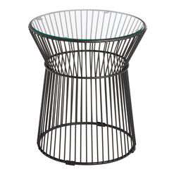 Marina Round Metal Glass Top Outdoor Side Table